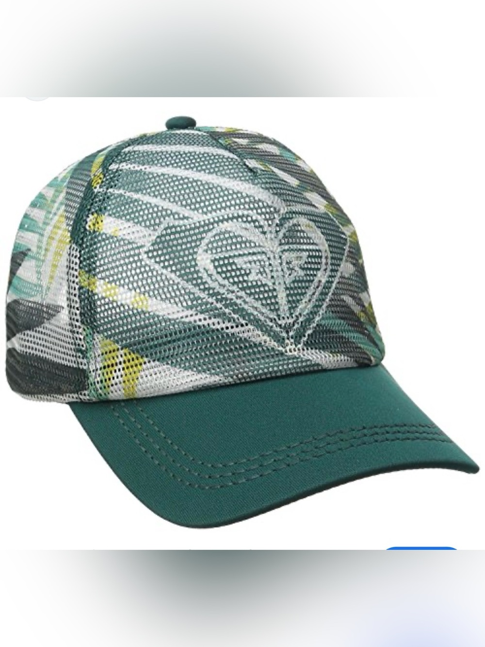 Y2K Roxy Logo Trucker Hat 90s surf Mesh Trendy Green